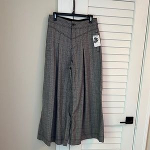FREE PEOPLE PLAID HIGH WAISTED WIDE LEG TROUSERS NWT 2
